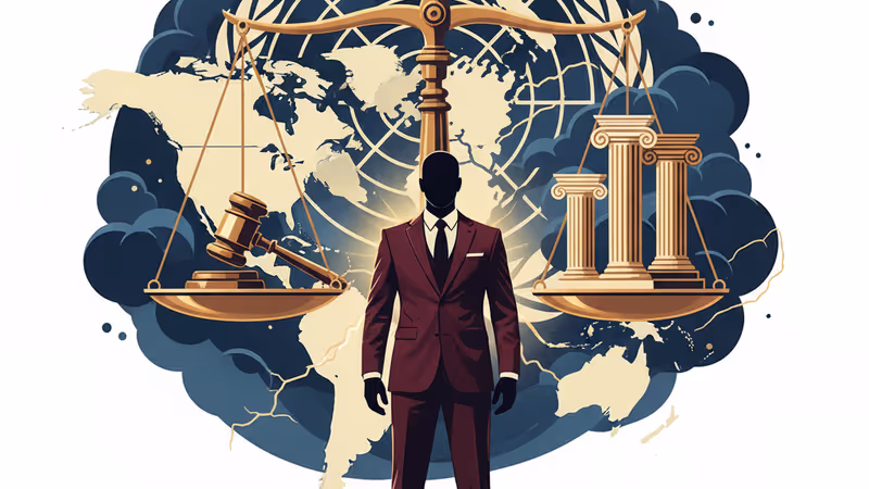 Silhouette of President Trump standing before a map of Venezuela