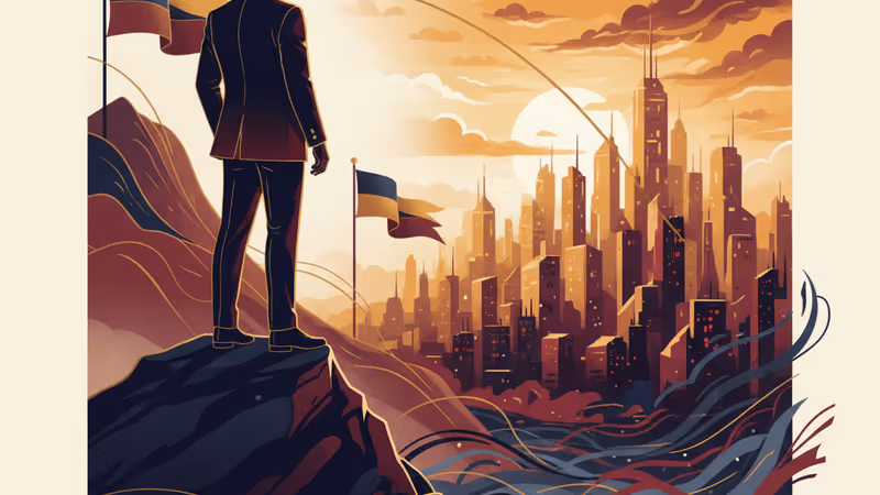 外交演台と背景に揺れるイラン国旗、中東の地図が重なるイメージ