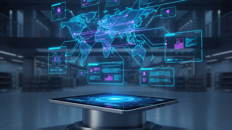 象徵 DoorDash 全球擴張與數據架構的科技感圖像