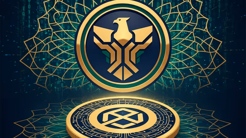 두바이 도시 전경과 가상자산 규제를 상징하는 디지털 그래픽