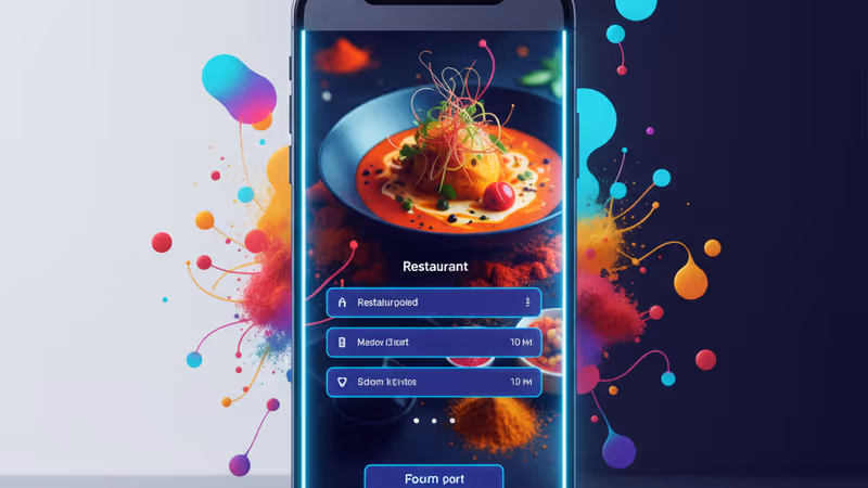 인도 도시 전경을 배경으로 한 레스토랑 예약 관리 시스템 화면