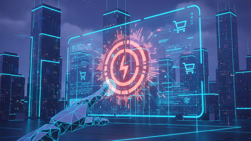 AI robot hand blocked by a digital barrier on eBay