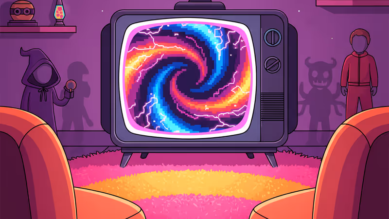 様々なネットフリックスのドラマ作品が映し出されたデジタルスクリーン