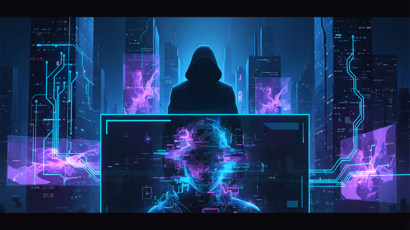 일론 머스크의 실루엣과 노이즈 섞인 AI 생성 이미지