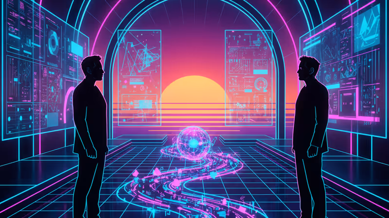 Silhouettes of Elon Musk and Sam Altman in a courtroom setting