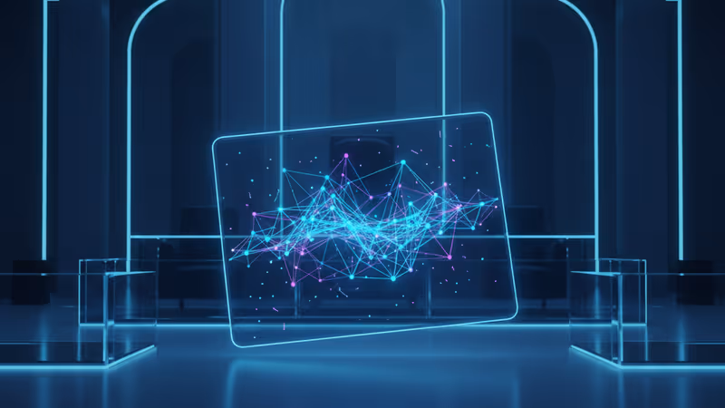 法廷の槌とAIを象徴するネットワークイメージ