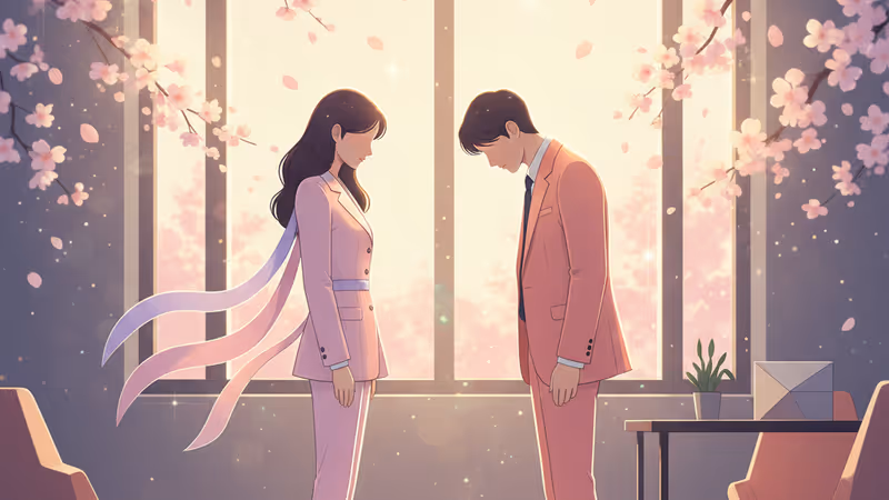 ドラマ IDOL I で背を向けて立つスヨンとキム・ジェヨンの緊張した様子