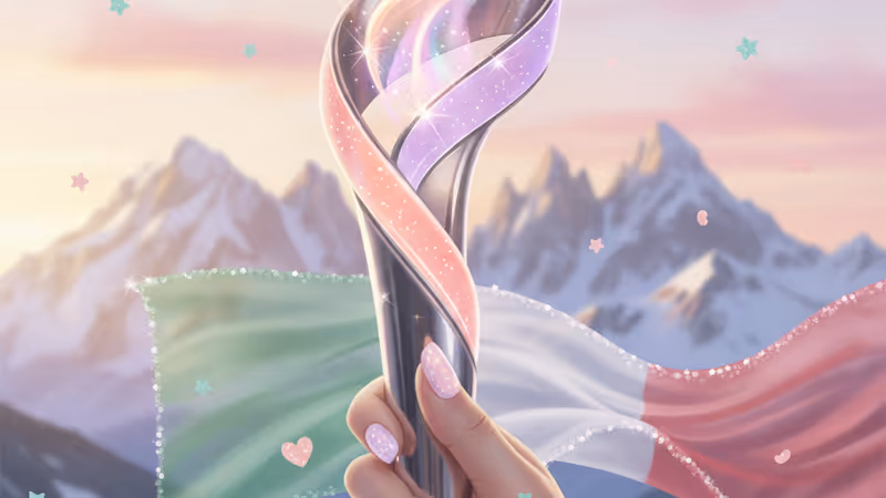 2026 밀라노-코르티나 동계 올림픽 성화를 든 손