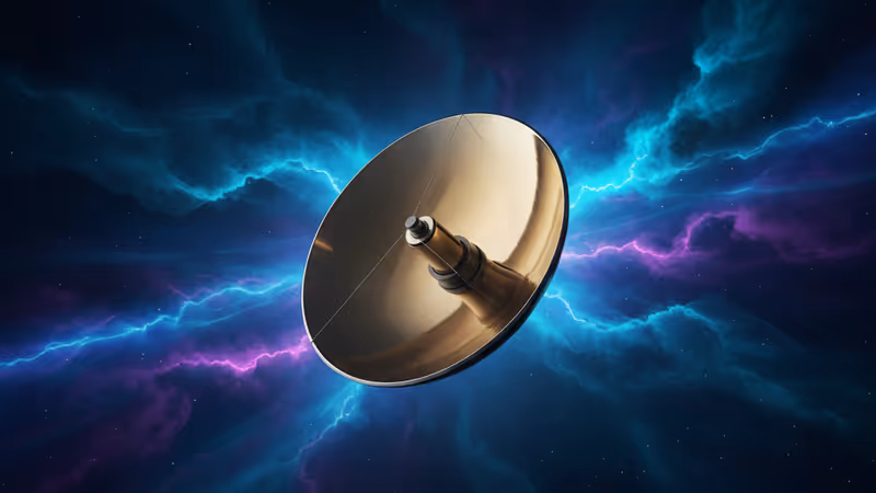 우주 공간에 떠 있는 거대한 라줄리 우주 망원경의 3D 렌더링