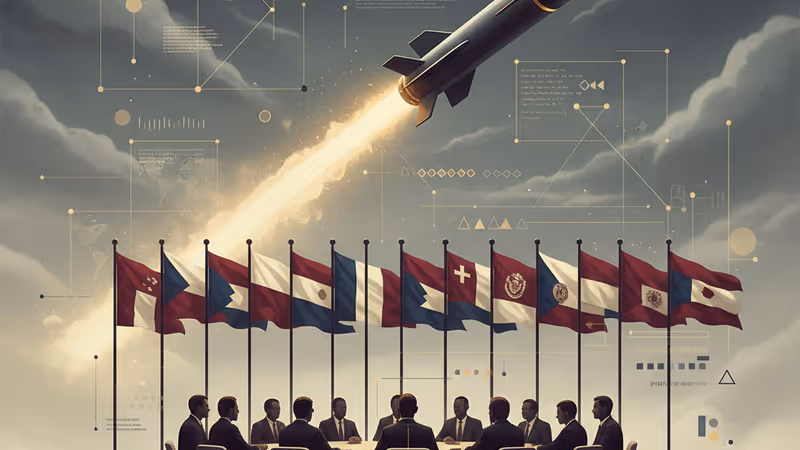 夜明けの空を飛ぶミサイルとウクライナの都市地図