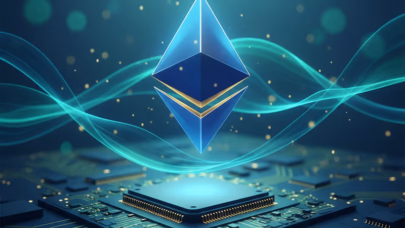 不安定な市場環境で青白く輝くイーサリアムのシンボルマーク