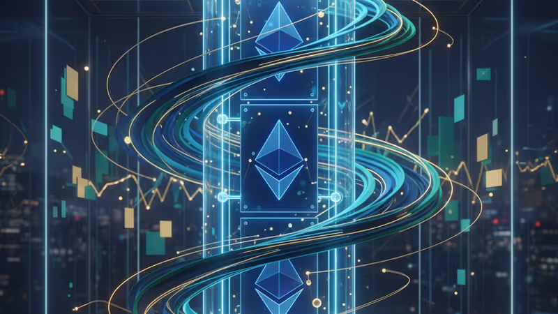 현대적인 은행 금고 내부의 이더리움 스테이킹 기둥