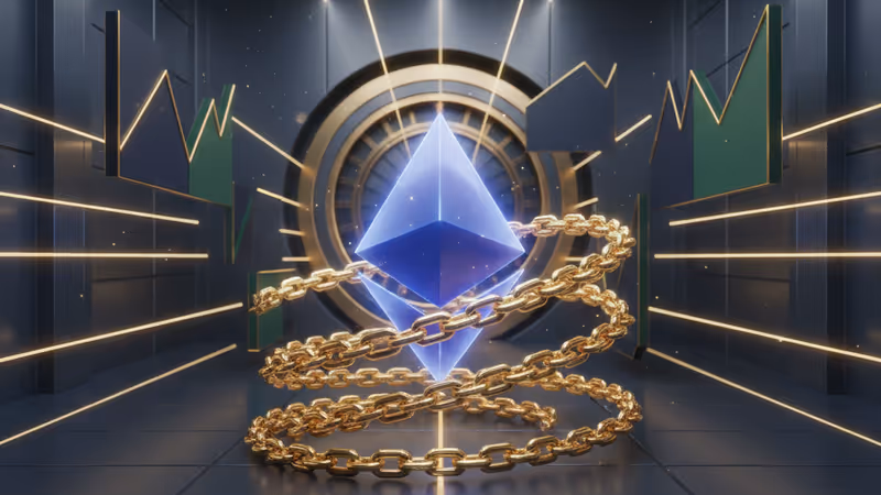 以太坊標誌與未來金融城市的景象