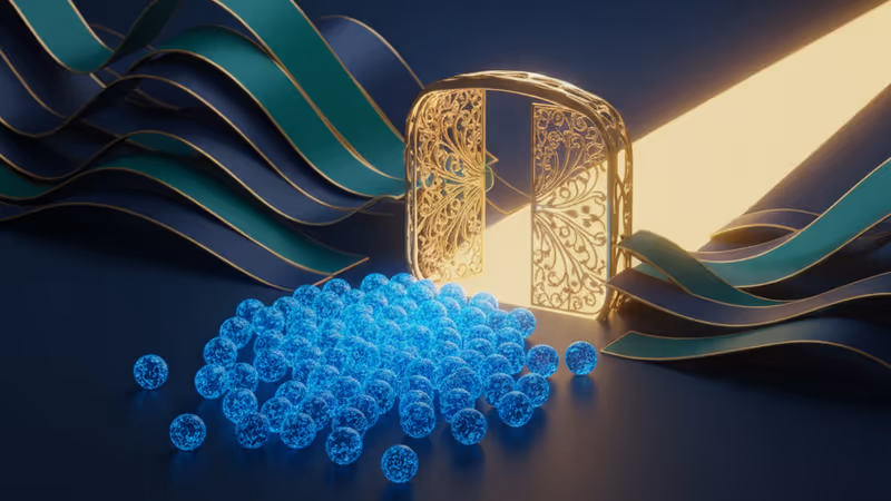 이더리움 네트워크로 진입하려는 빛나는 구체들과 비어있는 출구 경로