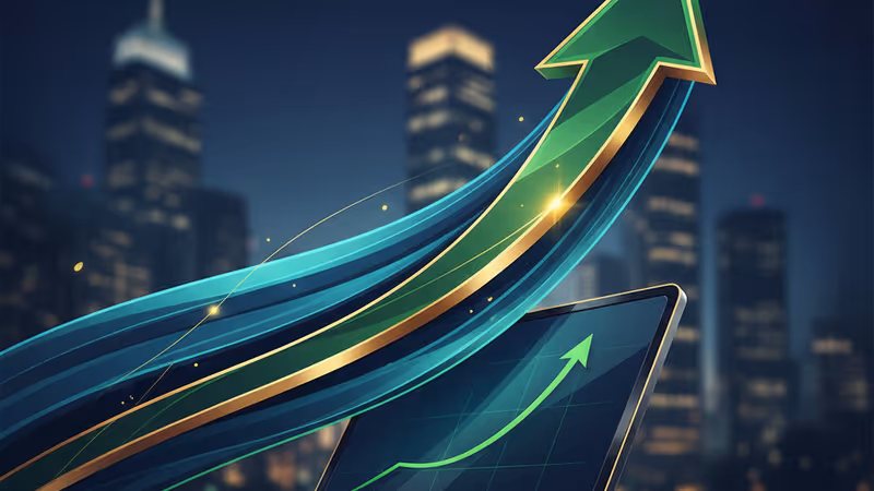 欧州株式市場の電光掲示板が上昇を示す様子