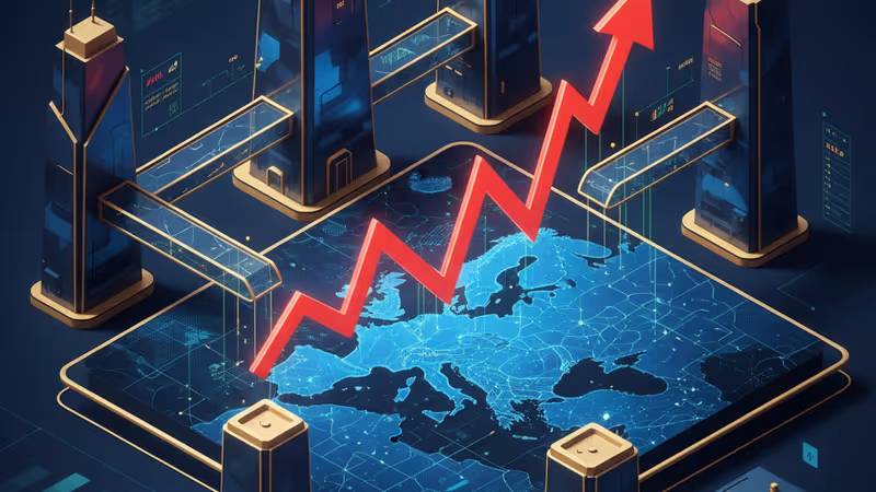 유로존 경제 활동 지수와 물가 상승 곡선을 보여주는 디지털 그래픽