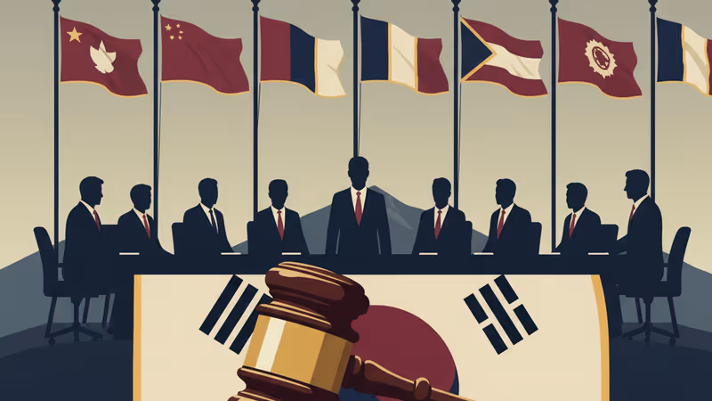 首爾中央地方法院法庭內部的景象與審判席