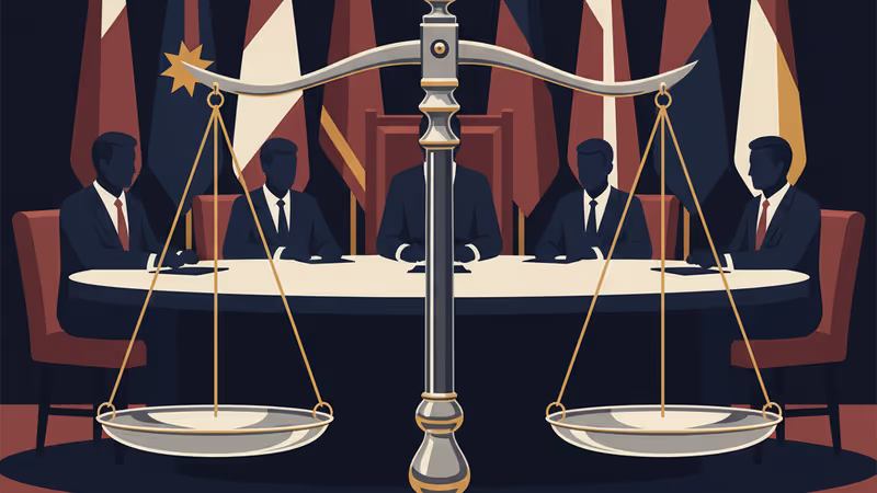 韓国の法廷を象徴するガベルと尹錫悦前大統領の裁判に関連するイメージ