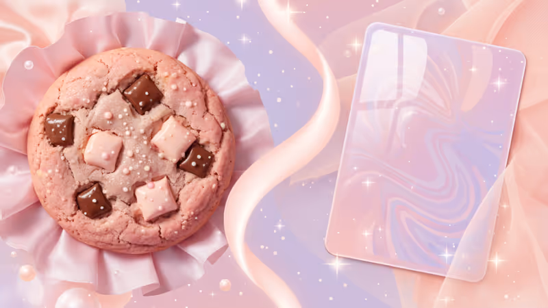 두바이 초콜릿 쿠키와 아이돌 포토카드가 놓인 모습