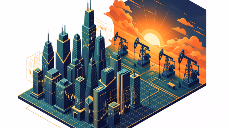 ベネズエラの石油コンビナートと夕日