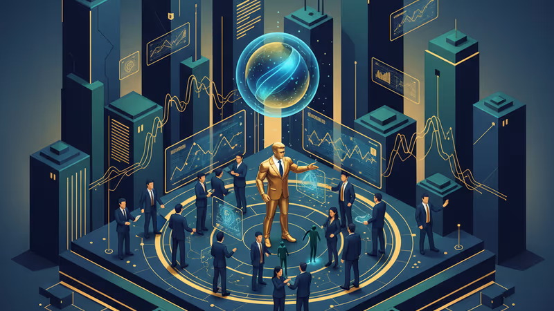 AIインターフェースと協力するビジネスパーソン