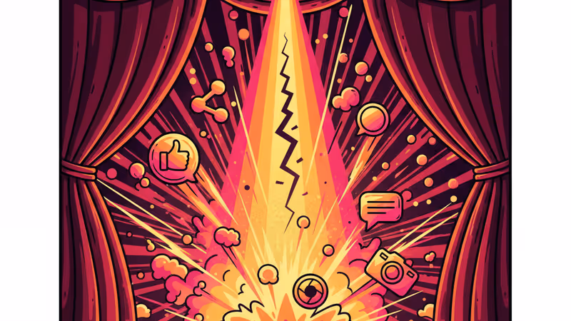 紅毯光鮮亮麗與破碎鏡像的對比呈現出軌醜聞