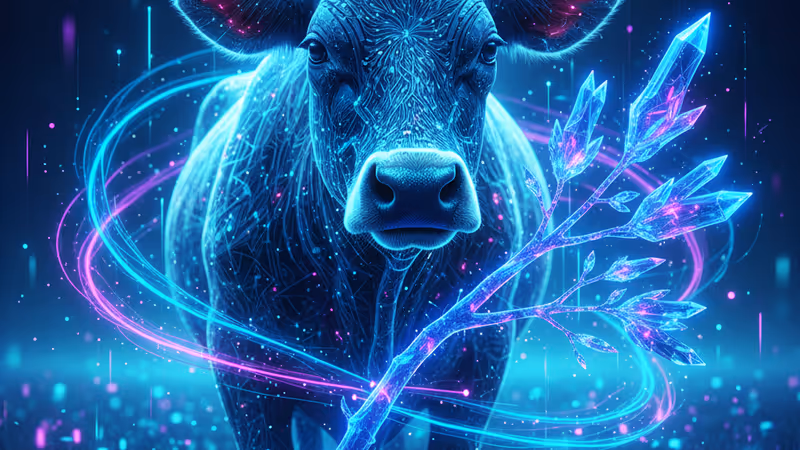 오스트리아 농장에서 나뭇가지를 이용해 몸을 긁는 소의 모습