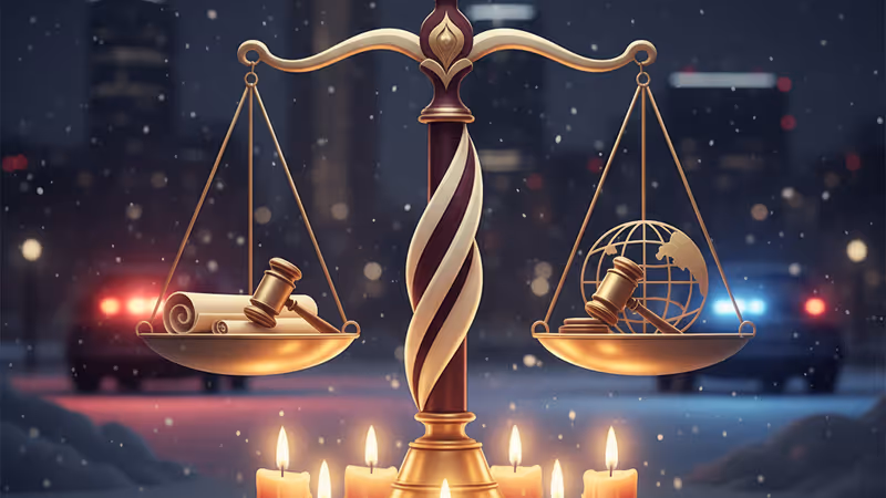 눈 내린 미니애폴리스 거리에서 열린 르네 굿 추모 촛불 집회 전경