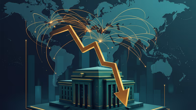 2026年の金利低下予測を示す金融データグラフとタブレット端末