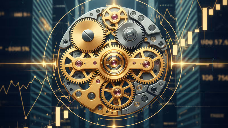 연준의 신중한 금리 정책 방향을 상징하는 균형 잡힌 저울과 경제 차트