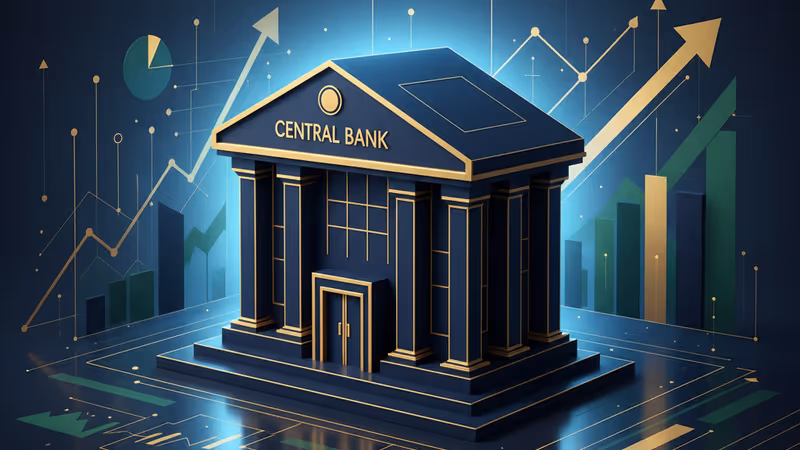 미국 연방준비은행 건물의 전경과 공식 문장