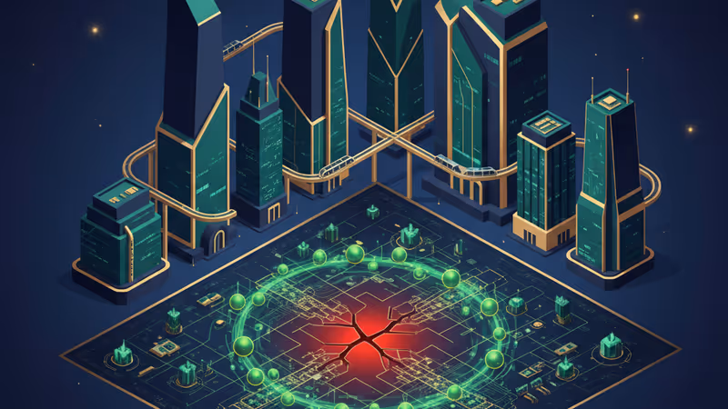 Flow 블록체인 로고와 디지털 보안 사슬 이미지