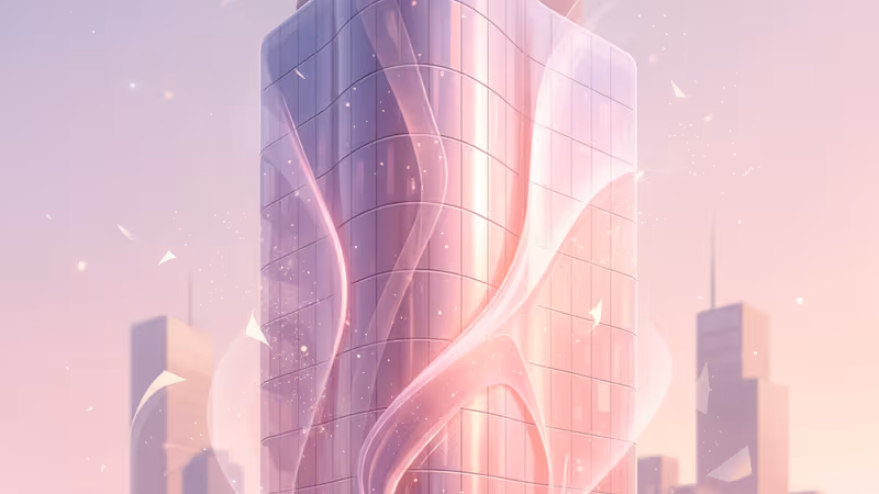 Exterior of a modern office building reflecting a city skyline, symbolizing corporate change