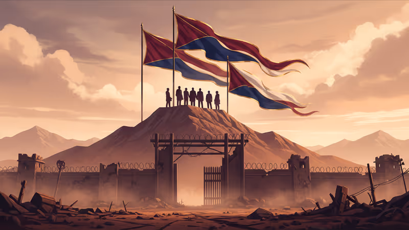 加薩南部馬瓦西地區的帳篷營地與受損建物全景