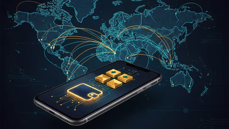 展示未來加密貨幣簡潔使用者介面的抽象示意圖