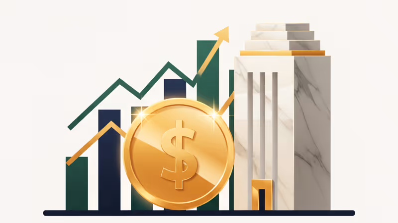 Digital dollar coin overlaid with stable financial charts