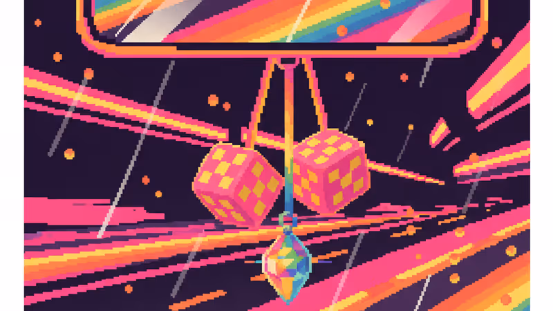 掛在汽車後照鏡上的幸運毛絨骰子