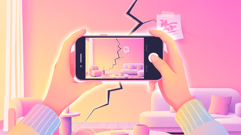 水漏れが放置され、シミが広がった古いアパートの天井