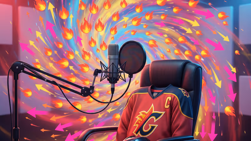 暗調錄音室內的麥克風與冰球冰鞋