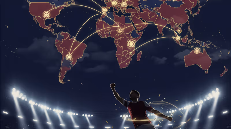 謝蘇斯在聖西路球場慶祝入球，背景為興奮的阿森納球迷