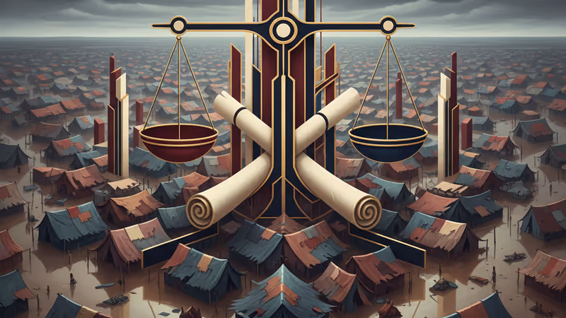 冬の嵐に見舞われ浸水したガザの避難民キャンプ。