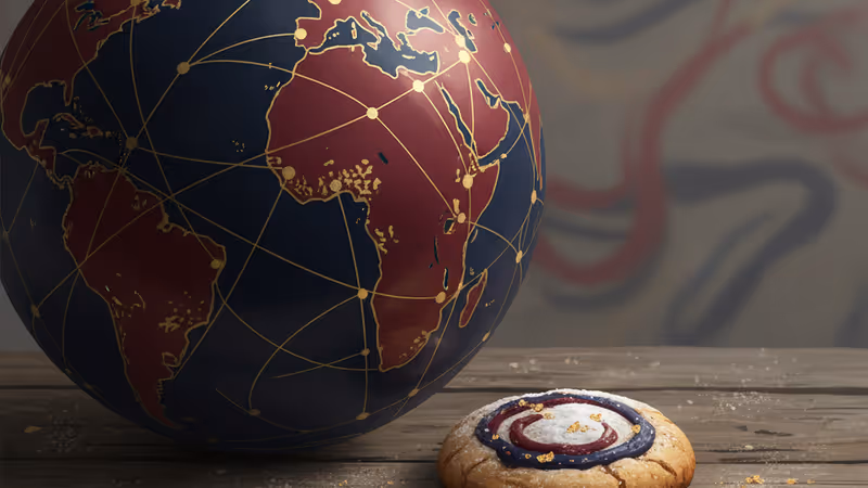 가자 지구의 먼지 쌓인 탁자 위에 놓인 작은 과자 하나