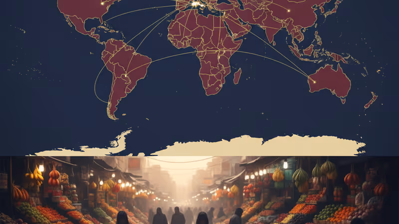 A market street in Gaza with produce displays reflecting the high cost of living context