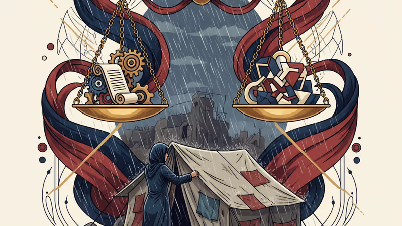 加薩地區在寒冬雨季中滿目瘡痍的避難民帳篷區