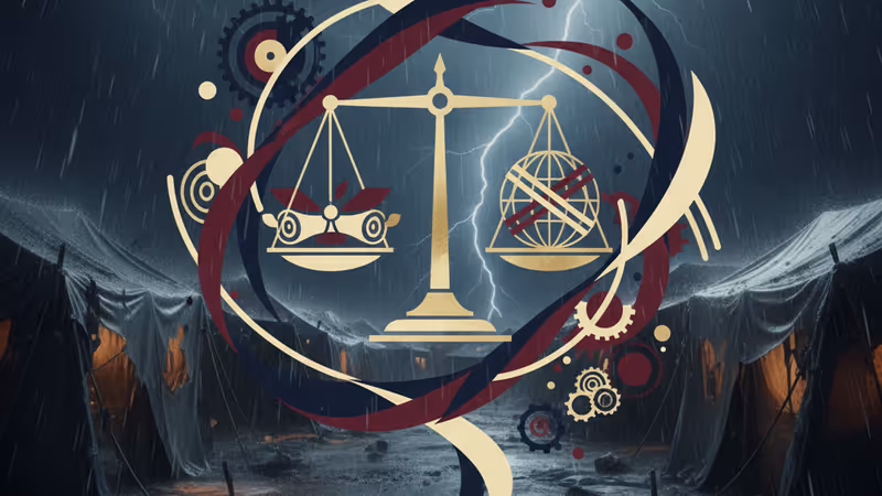 폭풍과 홍수로 파괴된 가자지구 난민 수용소의 텐트 전경