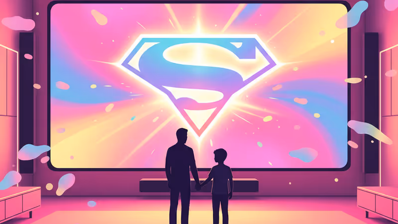 Silhouettes of George Clooney and his son watching a movie