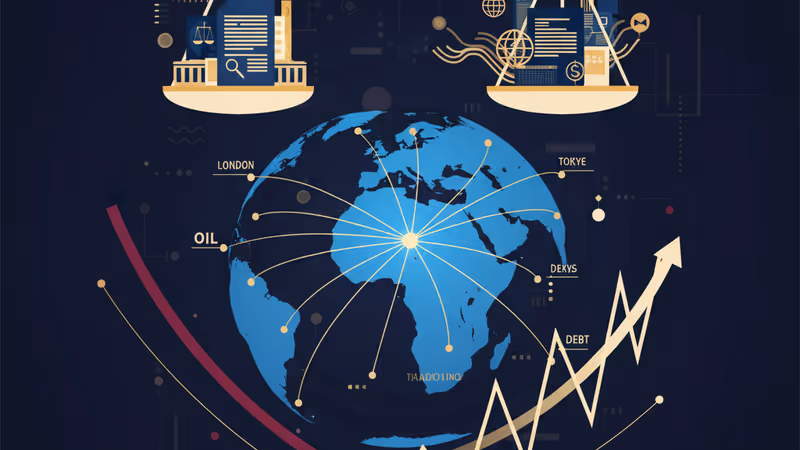 2026年の世界経済の動向と地政学的つながりを示すデジタルマップ