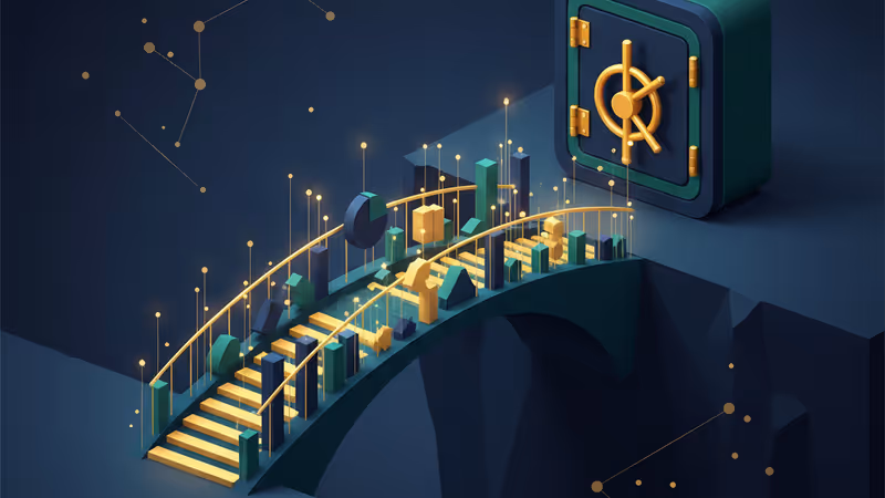 大手企業のオフィスと予測市場データが融合するイメージ