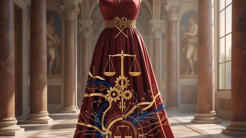 ヴァレンティノを象徴する赤いドレスが展示された高級ブティックの店内