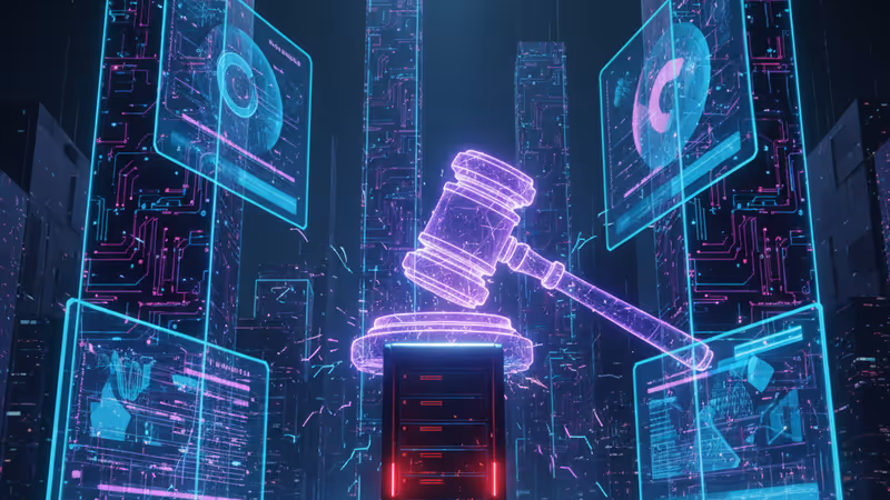 被法律鎖鏈束縛的 AI 概念圖